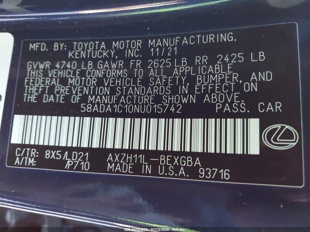 2022 LEXUS ES 300H 58ADA1C10NU015742 Photo 8