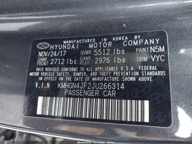 KMHGN4JF2JU266314 Genesis G80
