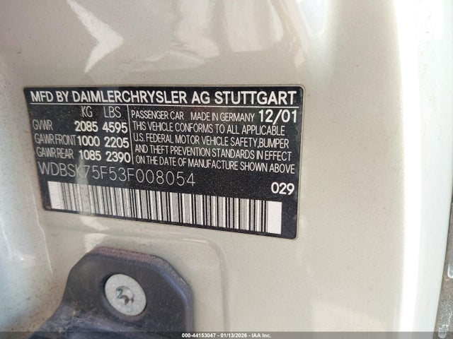 2003 MERCEDES-BENZ SL 500 WDBSK75F53F008054 Photo 8