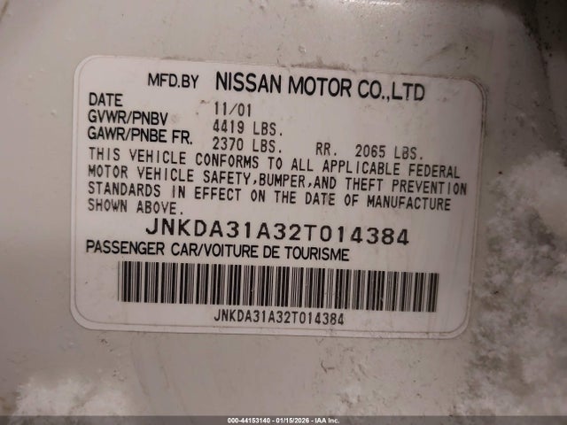 Aukcja sprzedaży 2002 Infiniti I35 Luxury, vin: JNKDA31A32T014384, numer aukcji: 44153140