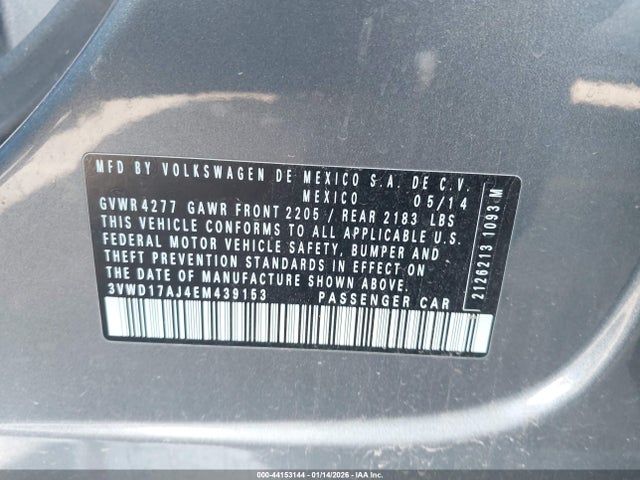 3VWD17AJ4EM439153 Volkswagen Jetta 1.8t Se