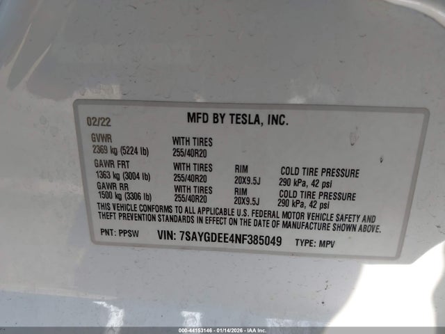 2022 TESLA MODEL Y 7SAYGDEE4NF385049 Photo 8