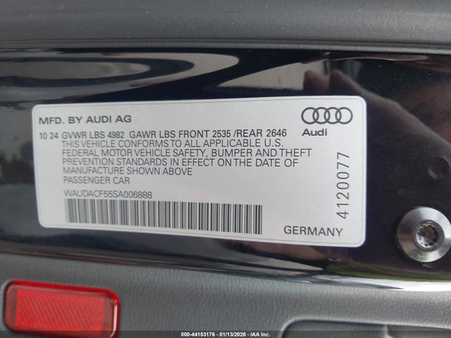 2025 Audi A5 Sportback Premium 45 Tfsi S Line Quattro S Tronic მანქანა იყიდება აუქციონზე, vin: WAUDACF55SA006888, აუქციონის ნომერი: 44153176