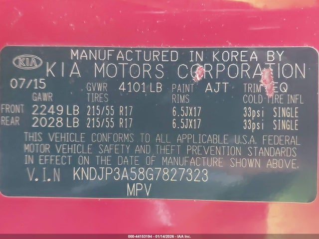 KNDJP3A58G7827323 KIA SOUL +
