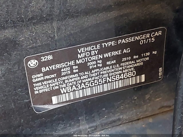 BMW 328I 2015 WBA3A5G55FNS84680 Image 9