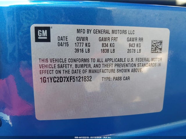 2015 CHEVROLET CORVETTE 1G1YC2D7XF5121832 Photo 8