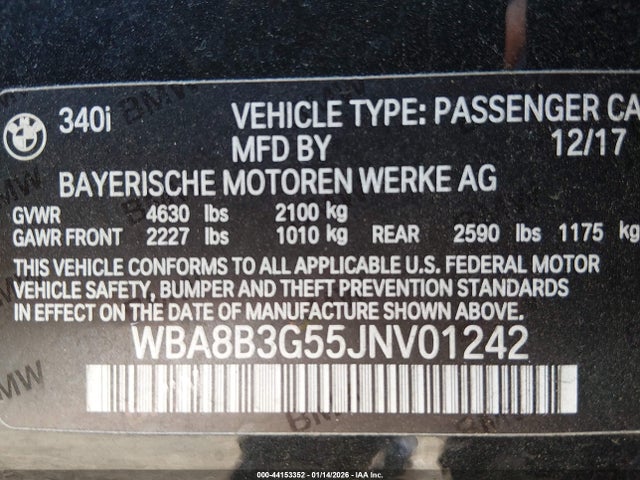 WBA8B3G55JNV01242 BMW 340i