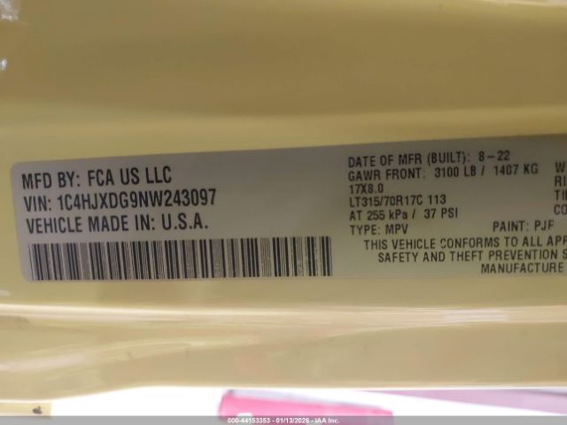 2022 JEEP WRANGLER UNLIMITED 1C4HJXDG9NW243097 Photo 8