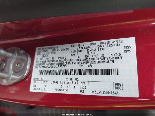 Ford Escape Titanium 2020 1FMCU9J98LUA30729 Image 9