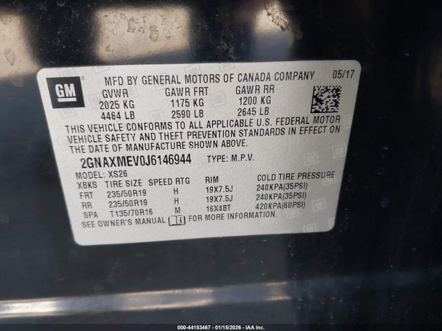 2GNAXMEV0J6146944 Chevrolet Equinox Premier