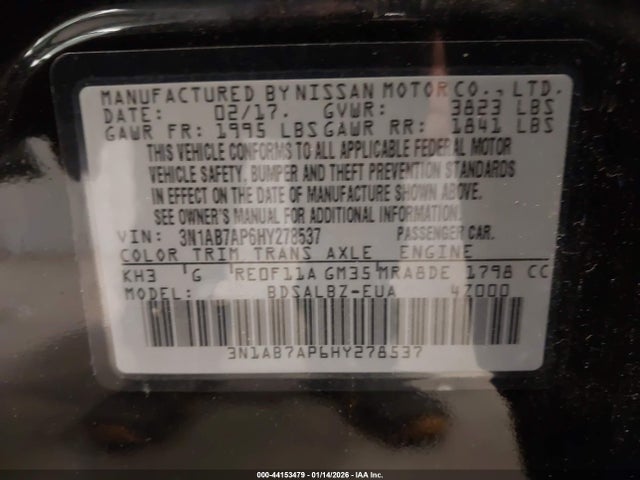 3N1AB7AP6HY278537 Nissan SENTRA S