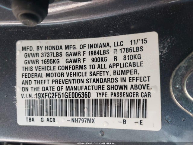 19XFC2F51GE006360 Honda Civic Lx