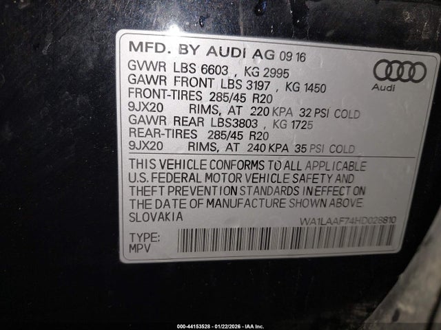 WA1LAAF74HD028810 Audi Q7 3.0t Premium