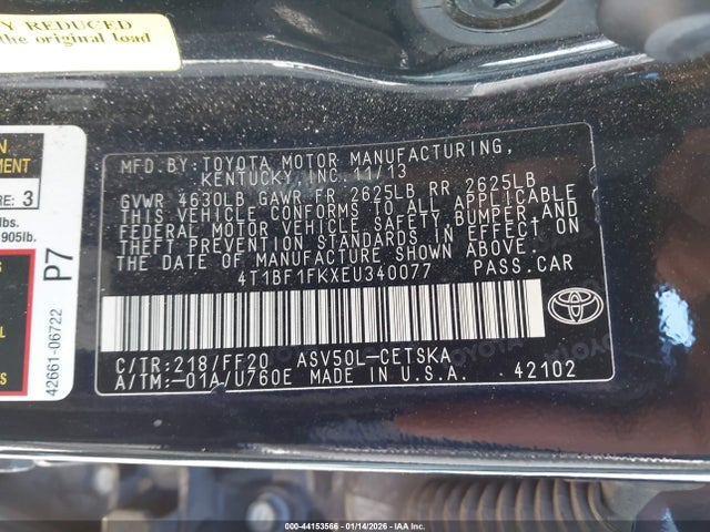4T1BF1FKXEU340077 Toyota CAMRY SE