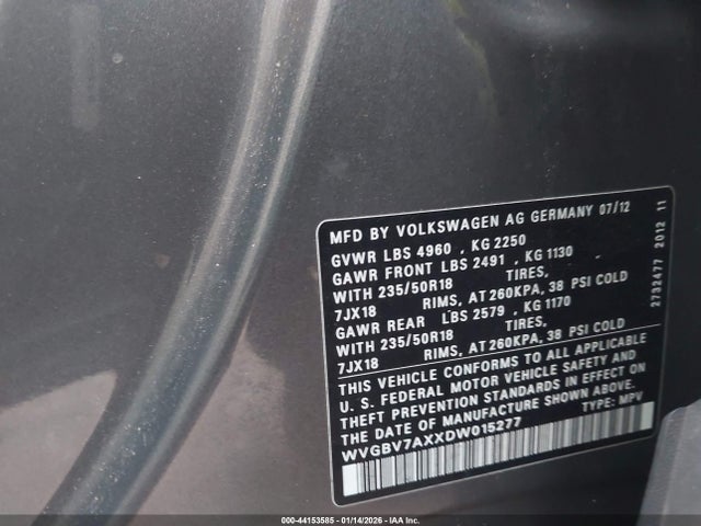 2013 VOLKSWAGEN TIGUAN WVGBV7AXXDW015277 Photo 8