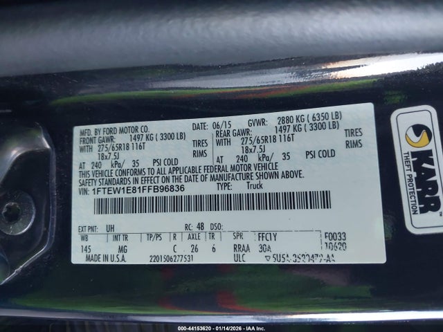 2015 FORD F-150 1FTEW1E81FFB96836 Photo 8