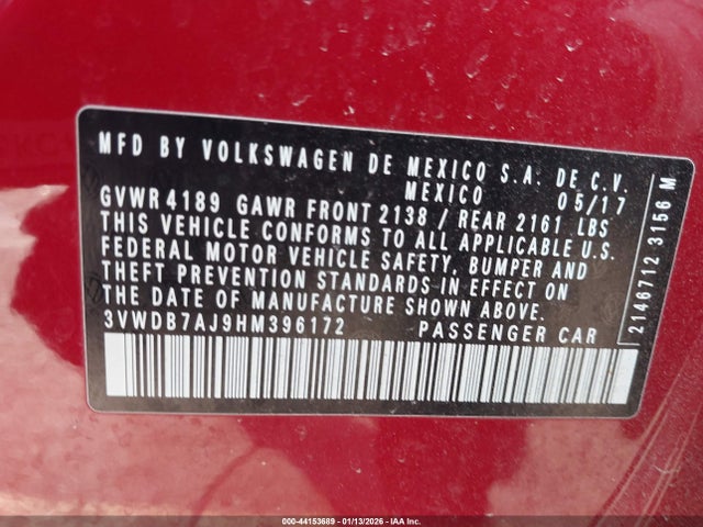 3VWDB7AJ9HM396172 Volkswagen Jetta 1.4t Se