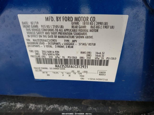 2020 FORD ECOSPORT MAJ3S2GE6LC312921 Photo 8