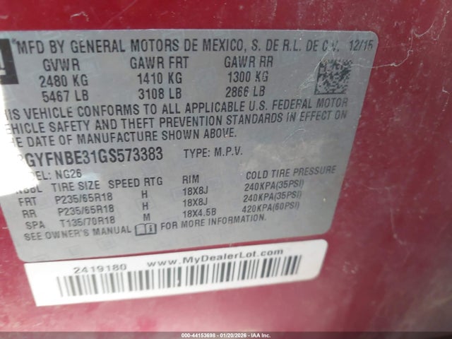 2016 CADILLAC SRX 3GYFNBE31GS573383 Photo 8