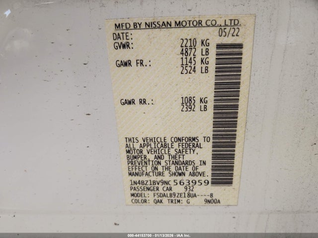 1N4BZ1BV9NC563959 Nissan Leaf S Plus 62 Kwh