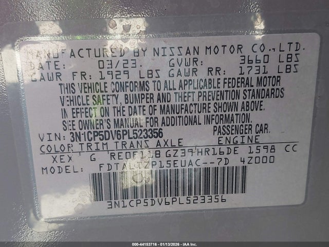 3N1CP5DV6PL523356 Nissan Kicks Sr Xtronic Cvt