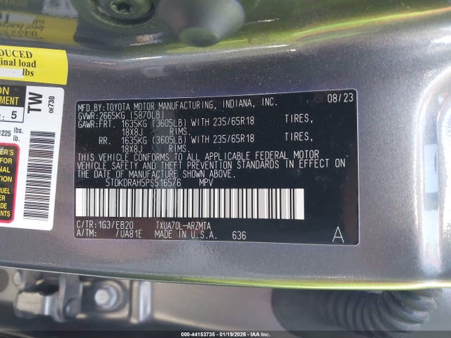 Toyota Highlander Xle 2023 5TDKDRAH5PS516576 Image 9