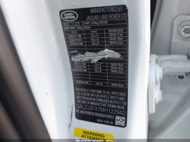 2021 LAND ROVER RANGE ROVER EVOQUE SALZJ2FX7MH122942 Photo 8