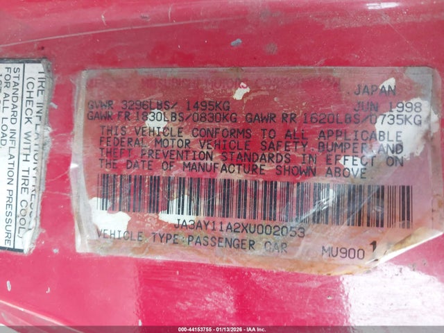 1999 MITSUBISHI MIRAGE JA3AY11A2XU002053 Photo 8