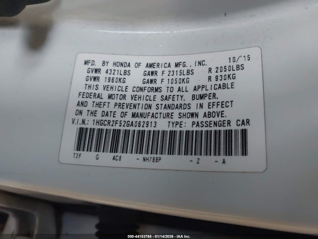 1HGCR2F52GA062913 Honda Accord Sport
