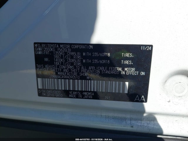 Aukcja sprzedaży 2024 Toyota Bz4x Xle, vin: JTMABACA9RA090510, numer aukcji: 44153793