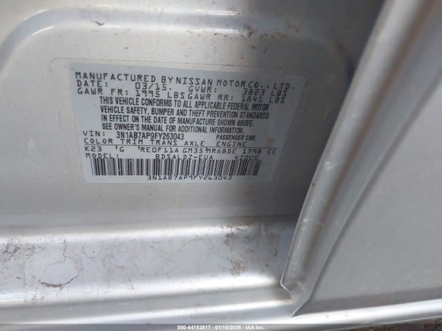 3N1AB7AP9FY263043 Nissan SENTRA SV