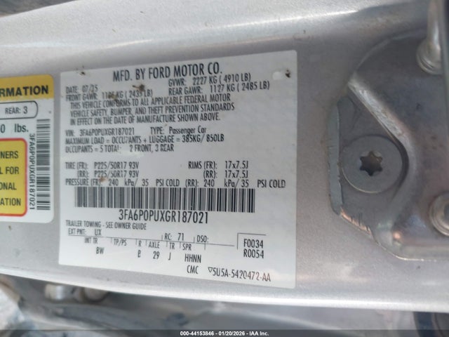 3FA6P0PUXGR187021 Ford Fusion Energi Se Luxury