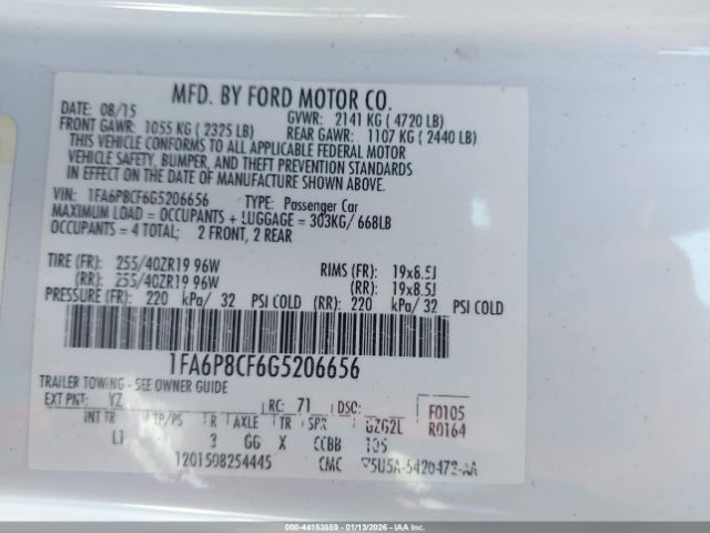 2016 FORD MUSTANG 1FA6P8CF6G5206656 Photo 8