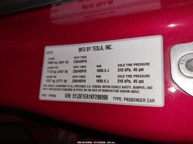 2019 TESLA MODEL 3 5YJ3E1EA1KF298990 Photo 8