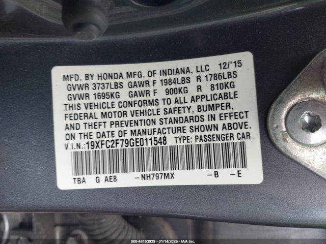 Honda CIVIC EX 2016 19XFC2F79GE011548 Image 9