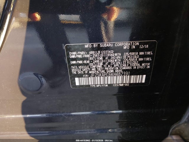 44153962 :رقم المزاد ، JF2SKAPC6KH482391 vin ، 2019 Subaru Forester Sport مزاد بيع