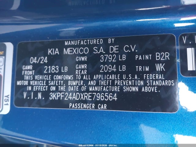 3KPF24ADXRE796564 KIA Forte Lxs