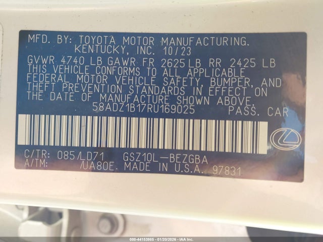 58ADZ1B17RU169025 Lexus ES 350