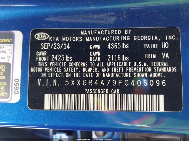 5XXGR4A79FG406096 KIA OPTIMA SX