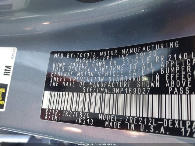 Toyota COROLLA LE 2021 5YFEPMAE9MP169027 Image 9