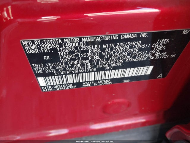 Toyota Rav4 Limited 2015 2T3DFREV9FW243108 Image 9