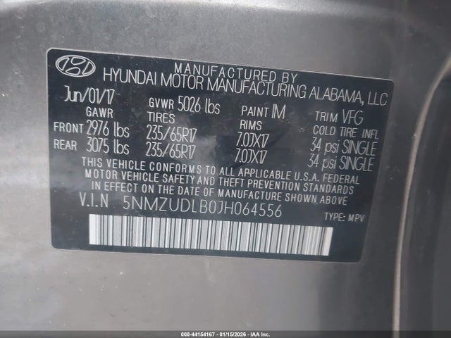 5NMZUDLB0JH064556 Hyundai Santa Fe Sport 2.4l
