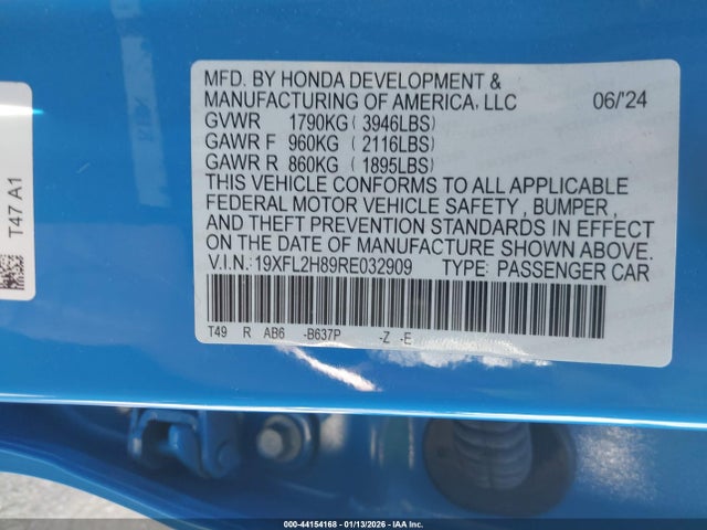 19XFL2H89RE032909 Honda Civic Sport