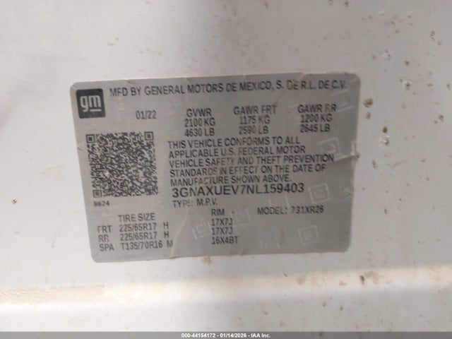 2022 CHEVROLET EQUINOX 3GNAXUEV7NL159403 Photo 8