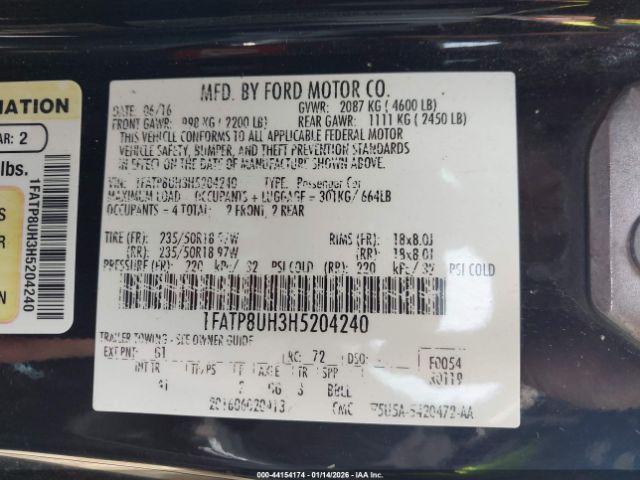 2017 FORD MUSTANG 1FATP8UH3H5204240 Photo 8