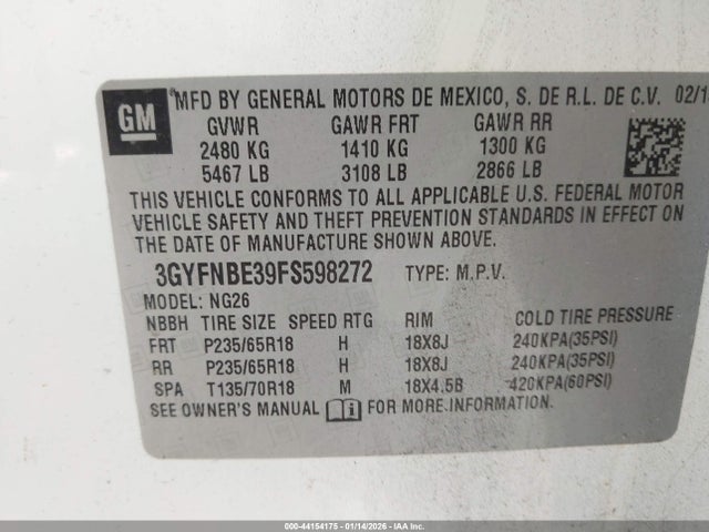 2015 CADILLAC SRX 3GYFNBE39FS598272 Photo 8