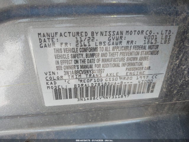 3N1AB8CV9NY311897 Nissan Sentra Sv Xtronic Cvt