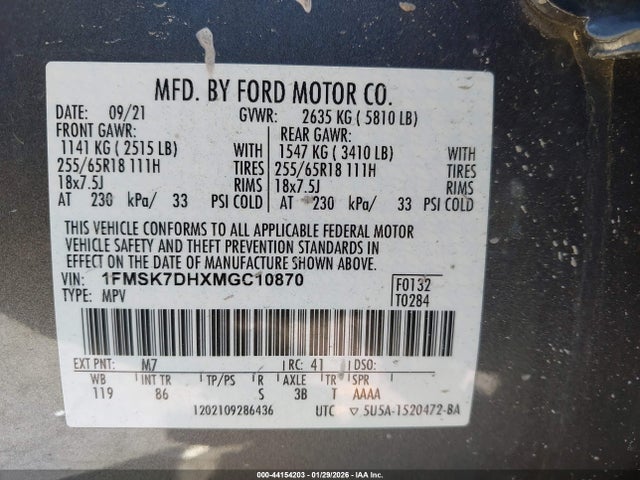 2021 FORD EXPLORER 1FMSK7DHXMGC10870 Photo 8