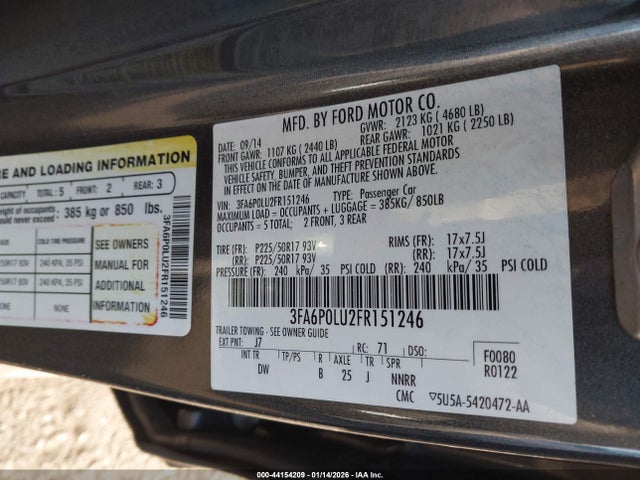 Ford Fusion Hybrid Se 2015 3FA6P0LU2FR151246 Image 9