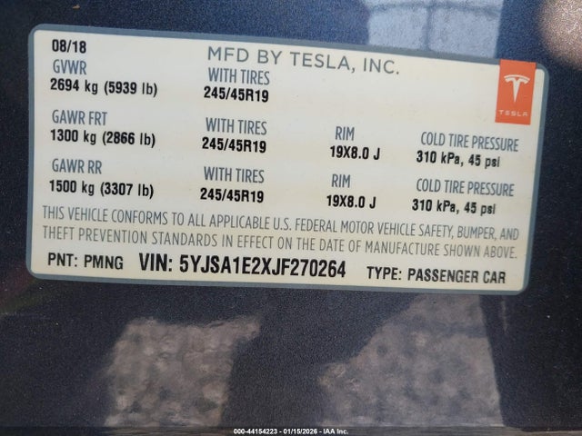 2018 TESLA MODEL S 5YJSA1E2XJF270264 Photo 8